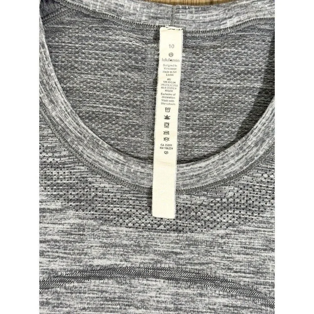 Lululemon Swiftly Tech Long Sleeve Shirt 2.0 Heathered Slate Gray Thumbholes 10